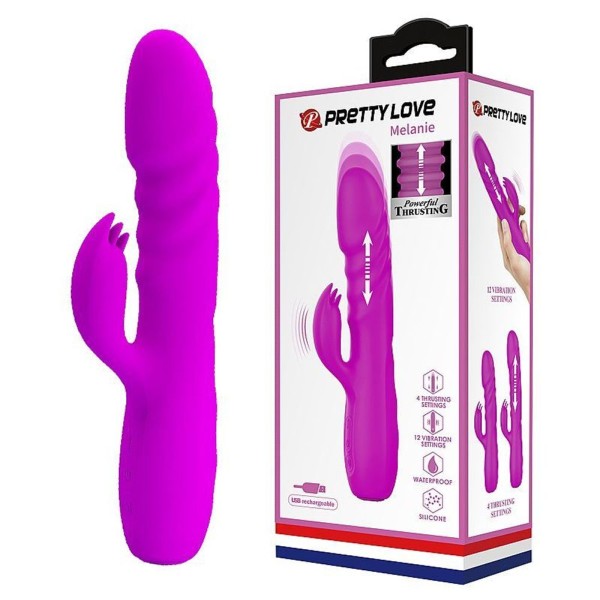 VIBRADOR MELAINE PONTO G COM ESTIMULAOR SOBE E DESCE 12 MODOS DE VIBRAÇÃO PRETTY LOVE